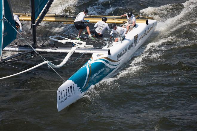 Oman Air will return to the circuit in 2014, led by Rob Greenhalgh, winner of the inaugural Extreme Sailing Series © Lloyd Images